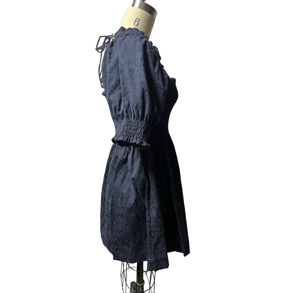 Hill House The Athena Nap Babydoll Dress Navy Blue Damask SZ Small - Picture 3 of 8
